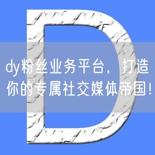 dy粉丝业务平台，打造你的专属社交媒体帝国！